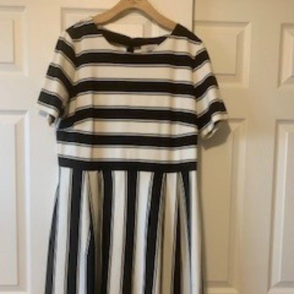 LOFT Black and White Striped Dress